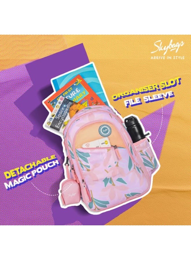 سكاي باجز Skybags Bloom 30 Litres Pink School Bag For Girls, 3 Compartment - Image 3